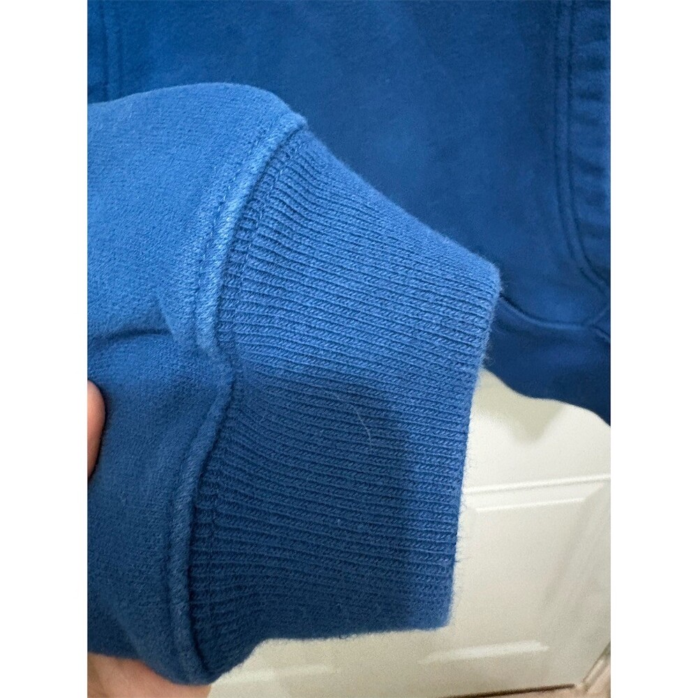 GAP Hoodie Mens Size L Blue Pullover Chenille Logo Heavyweight Fleece - Picture 4 of 7